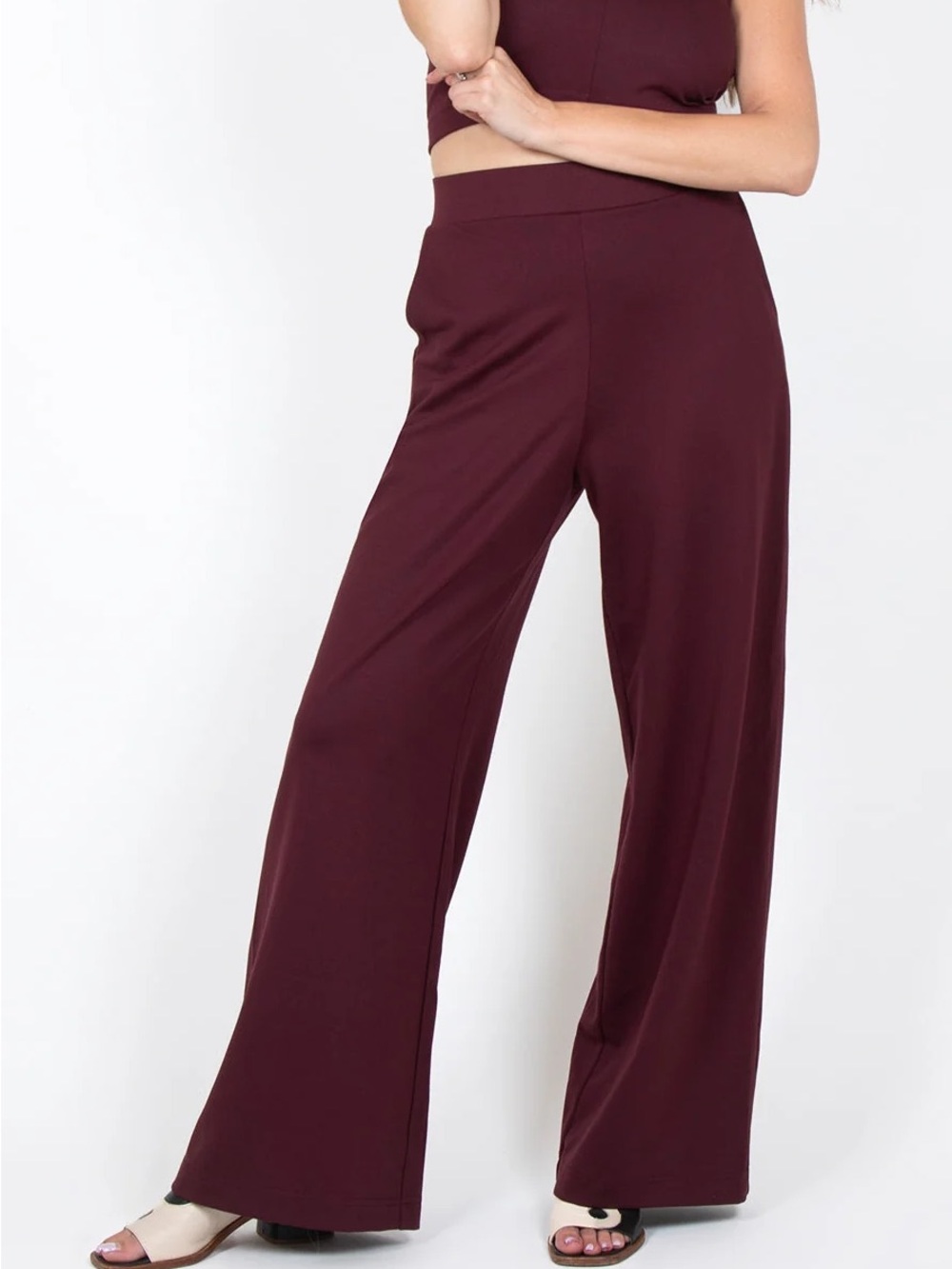 Aritizia Babaton Wide-Leg Palazzo Pants in Burgundy